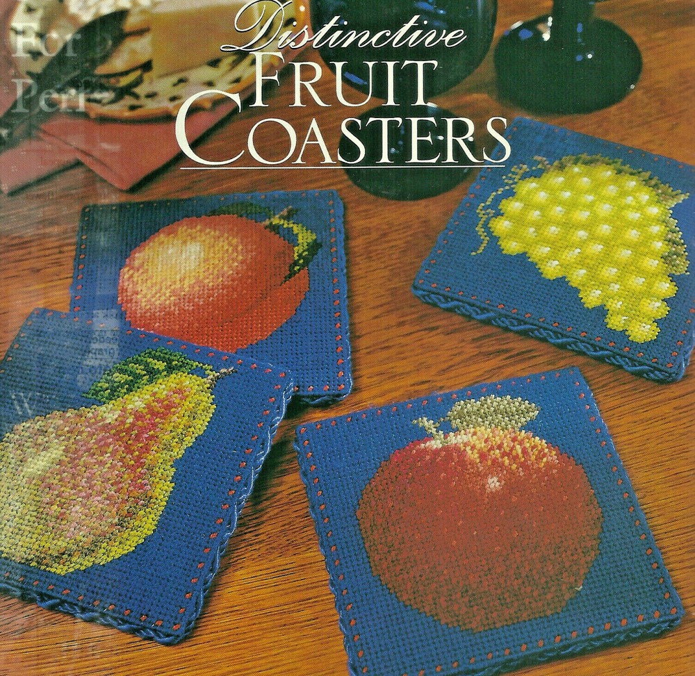 Four Fruit Coasters Needlepoint & Plastic Canvas Patterns