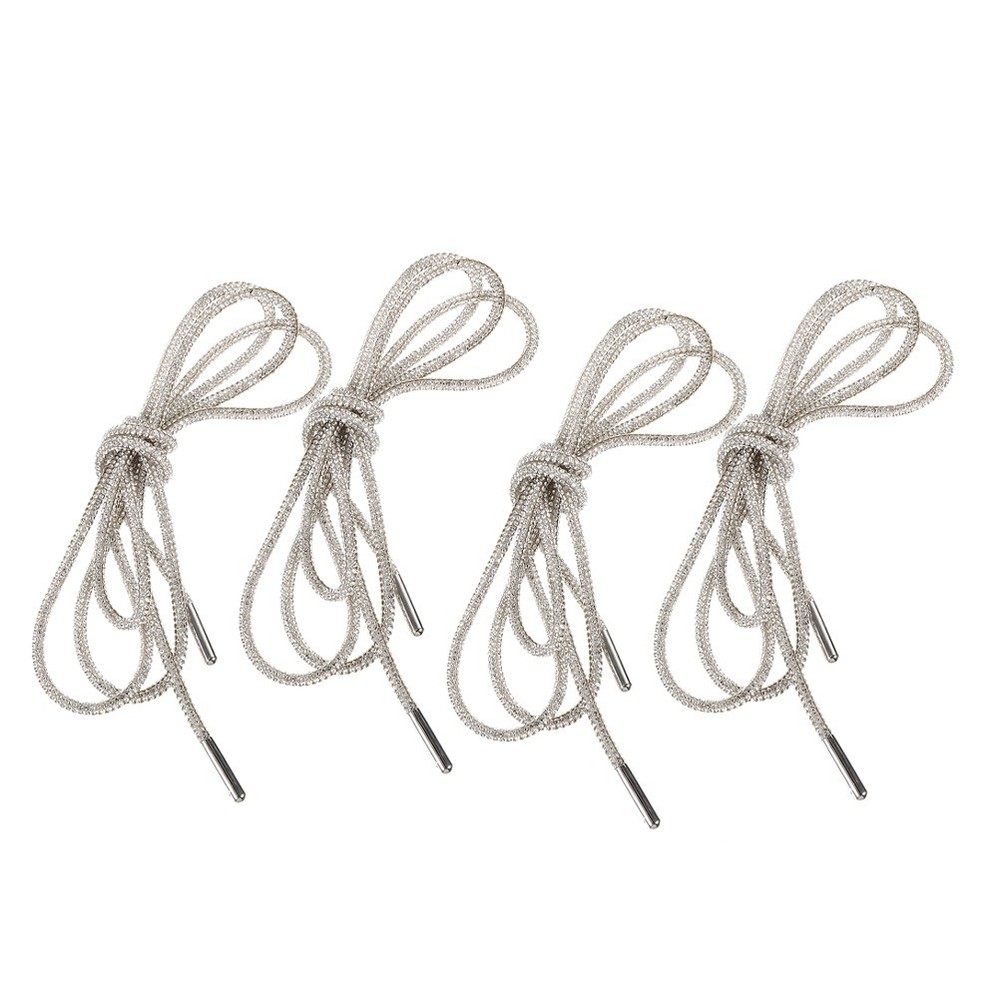 4 Pcs Sparkly Shoe Laces White Rhinestone Drawstring Cord Replacement
