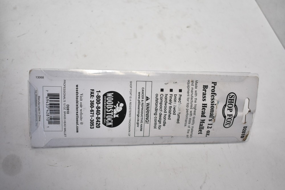 Fox D2810 Brass Head Mallet Hammer Tool 12oz Professional Use Compact Unit