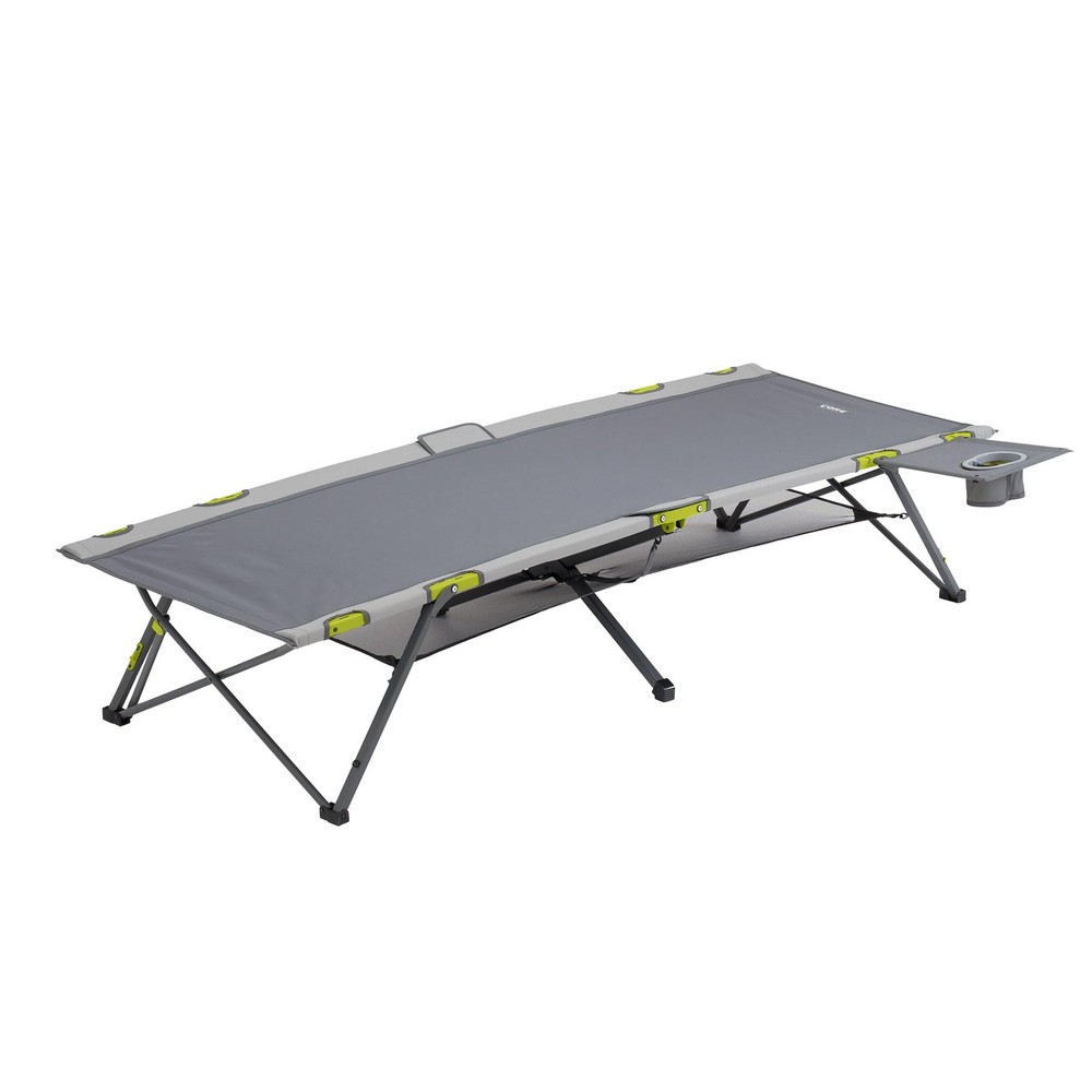 Folding Camping Cot | Extra Wide Heavy Duty Camp Cot with Removable Side Tabl...