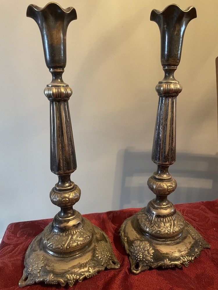 Antique Silver Plated Sabbath Candle Sticks