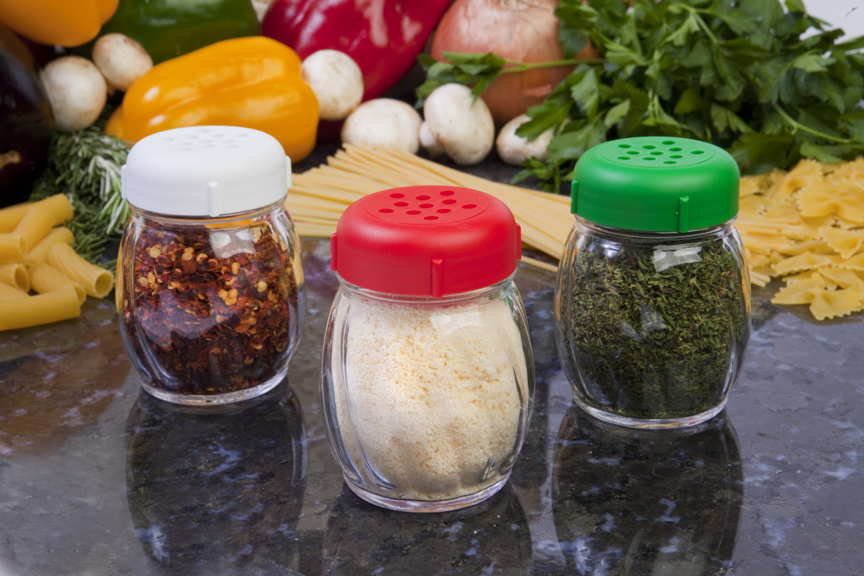 Cheese Shaker Tops-Plastic- Rust & Dent Free Forever Lids (12 Count) 241W WHITE