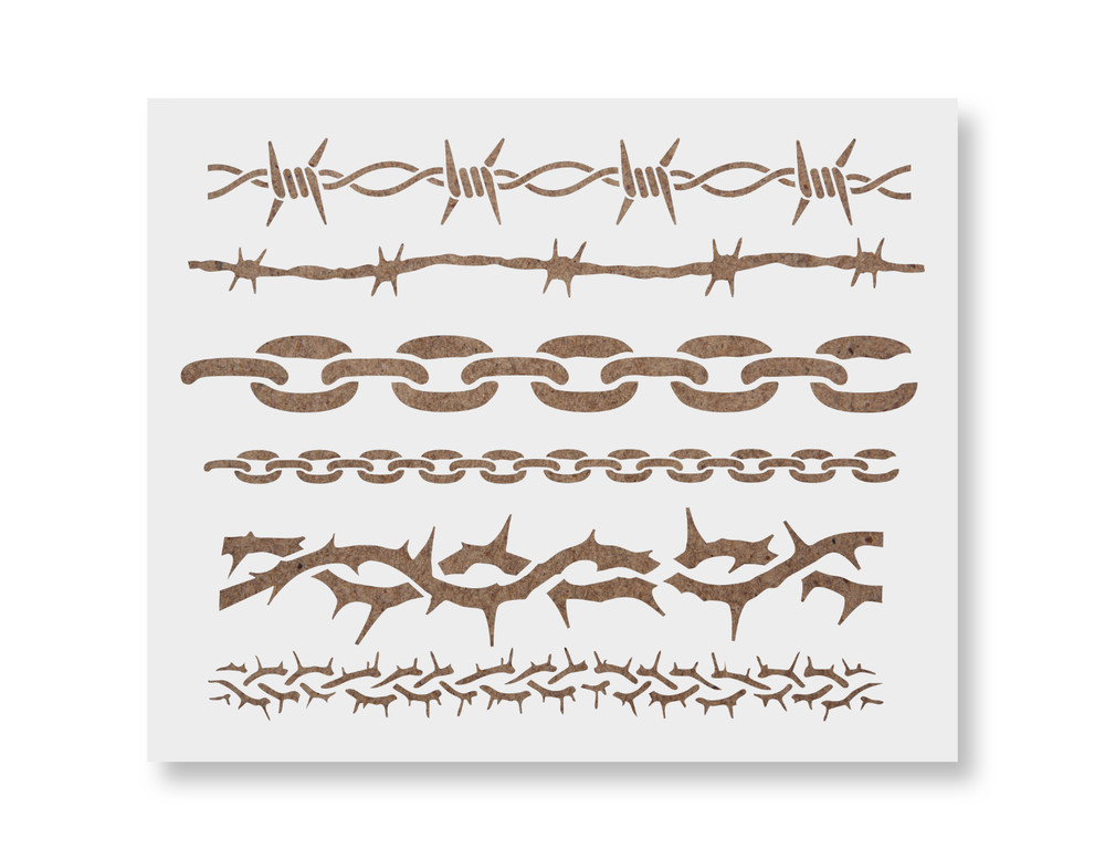 Barb Wire Stencil, Thorns Template, Chains template, Barb Wire Template