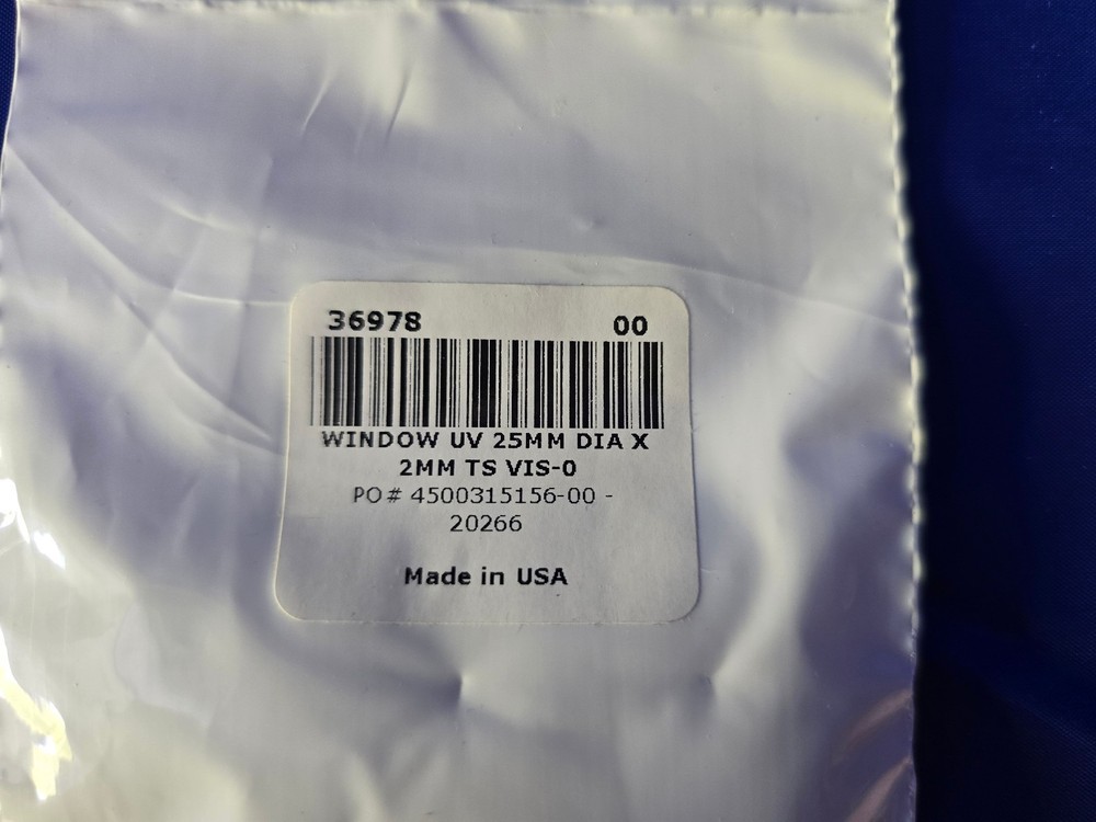 Edmund Optics UV window. Model # 36978.