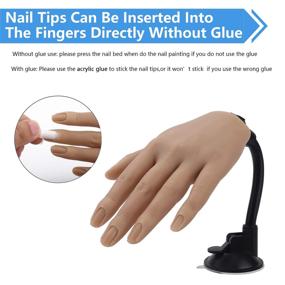 Silicone Practice Hand for Acrylic Nails with Bracket,Realistic Nail Practice...