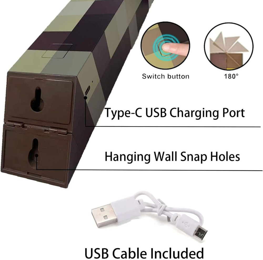 Torch Light with Wall Mounted, 7 Colors Night Light, USB Charging Lighting, Beds