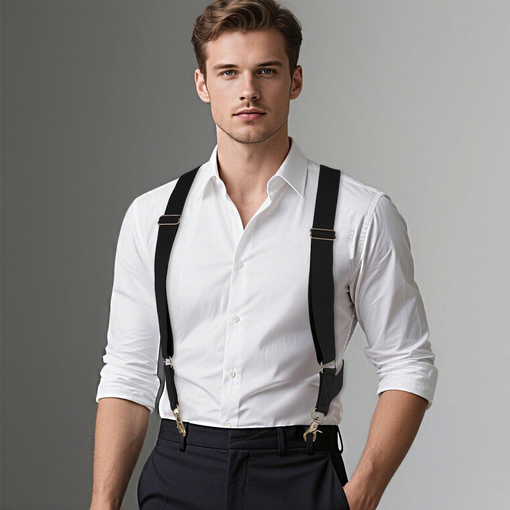 Men Side Hook Suspenders Heavy Duty Trucker Work Suspender Adjustable Elastic Br