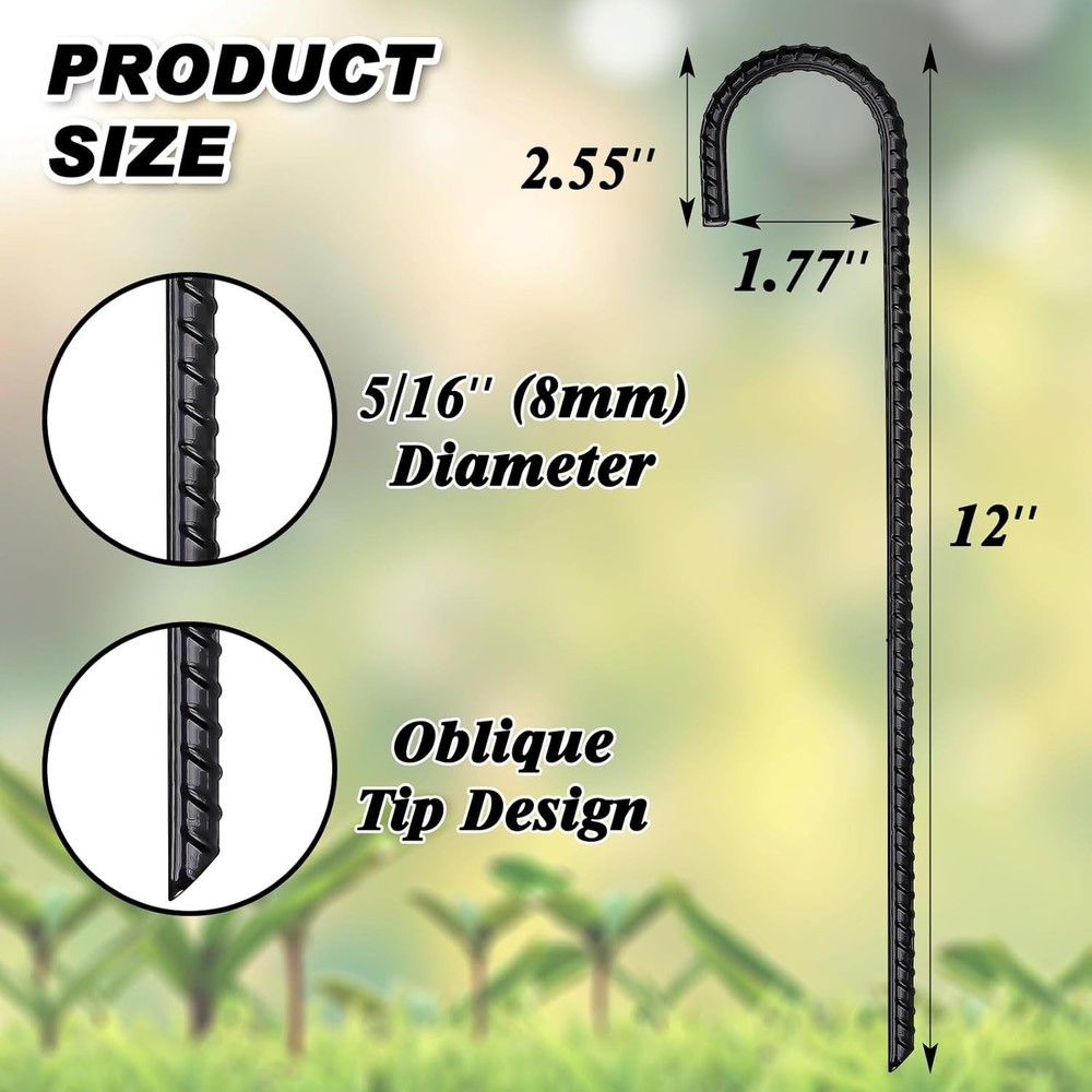 Galvanized Rebar Stakes 12" 16 Pack - Heavy Duty