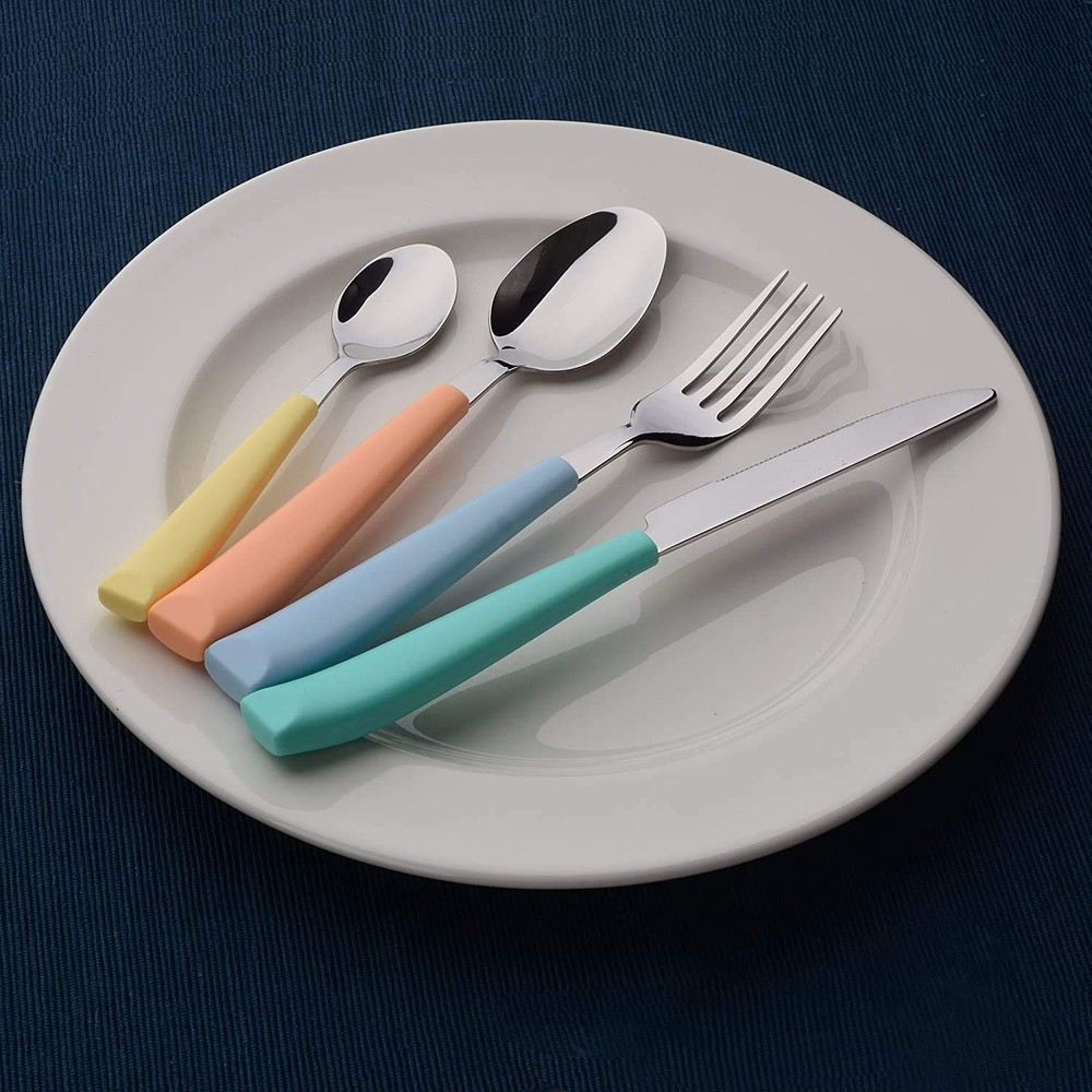 Silverware Set Stainless Steel Colorful Handle Tableware Kitchen Flatware Set...