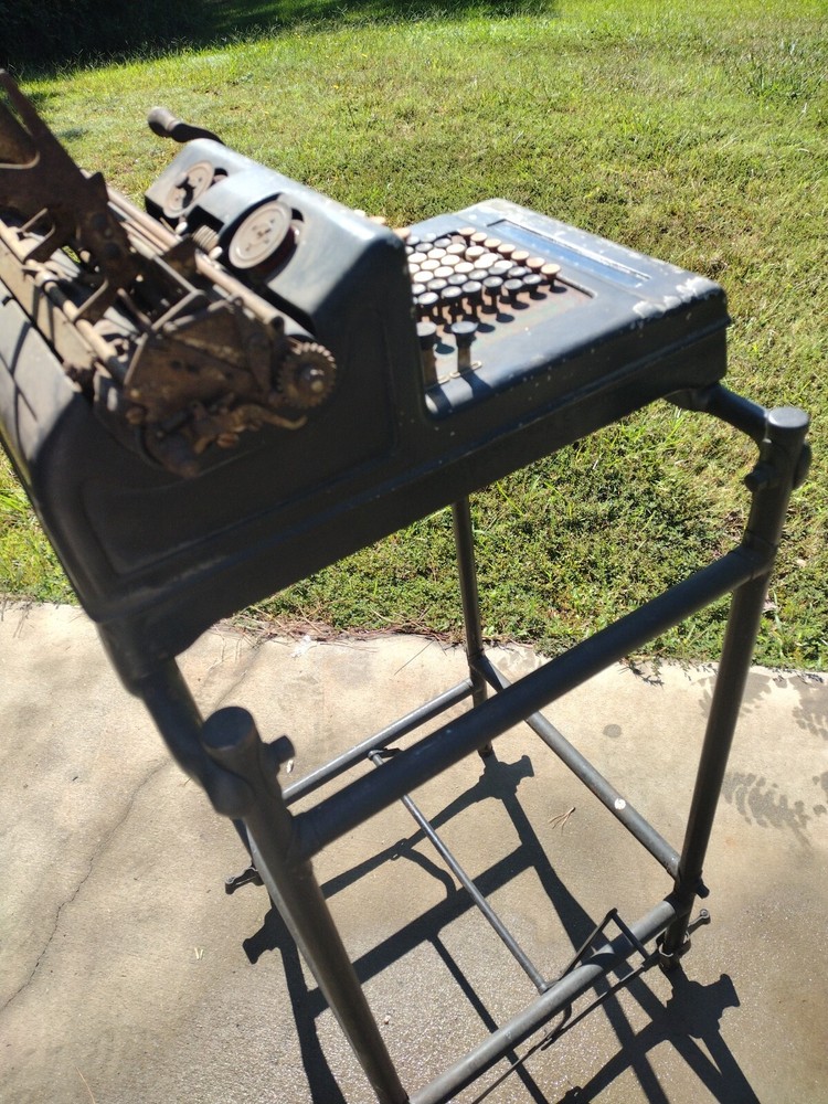 Vintage Antique Burroughs Adding Machine with Stand
