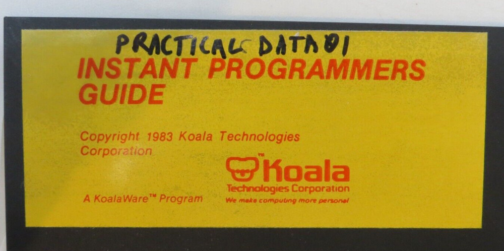 5.25" Floppy Disk KoalaWare Program INSTANT PROGRAMMERS GUIDE computer disc 1983