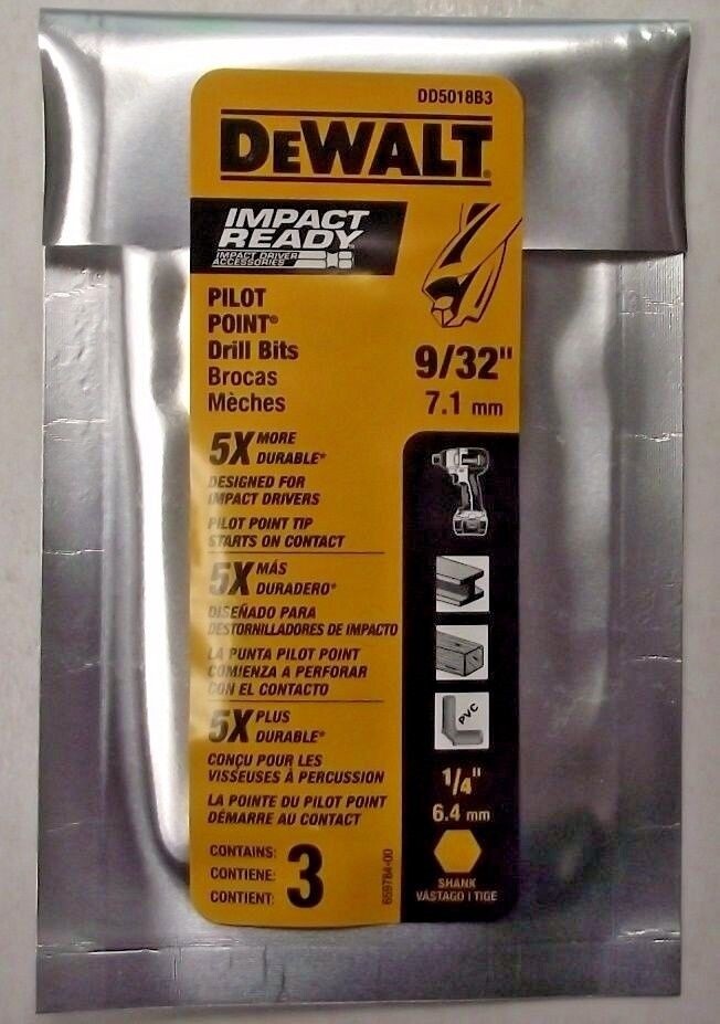 Dewalt DD5018B3 9/32" IMPACT READY Drill Bits 3-Pack