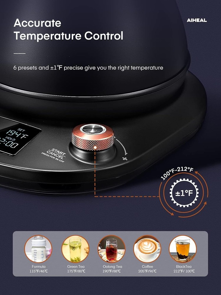 Electric Gooseneck Kettle Temperature Control Pour Over Electric Kettle Coffee &