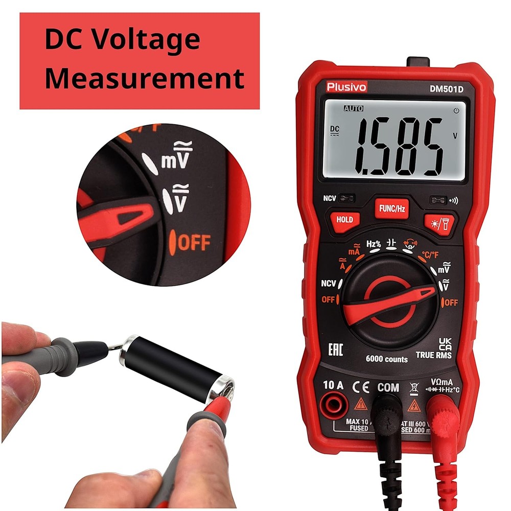 Digital Multimeter Auto Ranging AC DC Voltmeter Ohm Amp Tester