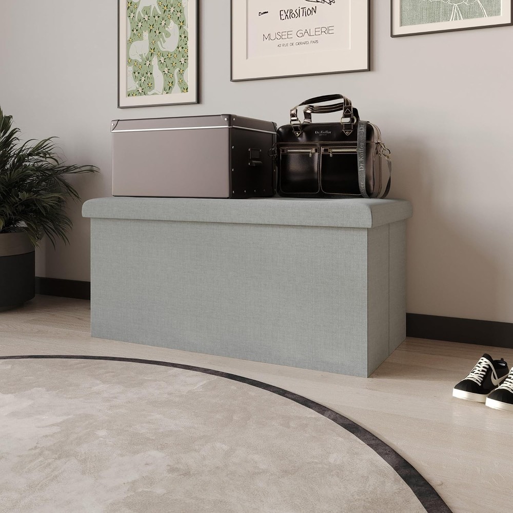 Florence 30" Upholstered Folding Storage Bench Tufted Top Space-Saving Storage