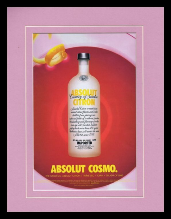 2004 Absolut Cosmo Vodka Framed 11x14 ORIGINAL Vintage Advertisement
