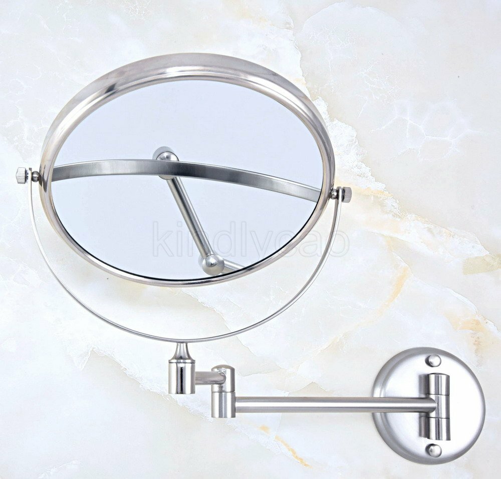 Brushed Nickel 3X Magnifying Makeup Mirror Wall Mounted Double Sided Mirror