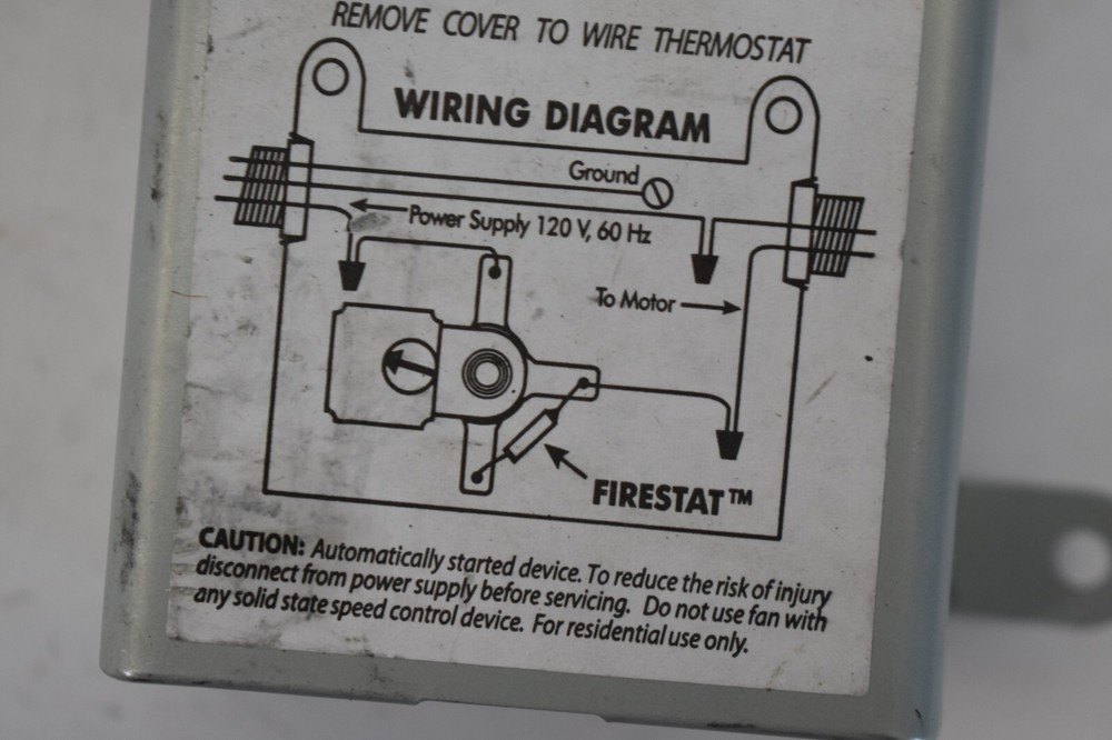 Ventamatic Adjustable Temperature Thermostat w Firestat XXFIRESTAT Switch