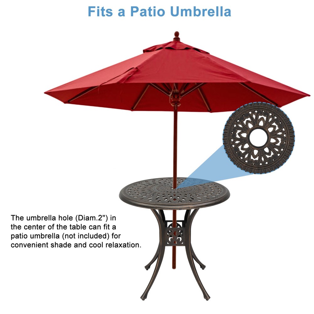 78cm Bronze Cast Aluminum Courtyard Table, Circular Diamond Top