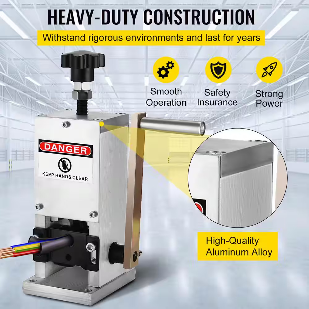 Manual Wire Stripping Machine, 0.06 In. - 0.98 In. Capacity,Hand Crank Wire Stri