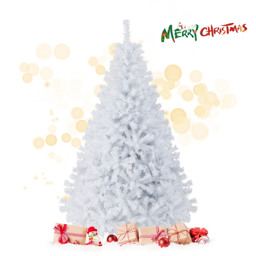 6ft White Christmas Tree Classic Pine Tree PVC Material Thicken Tips(White)