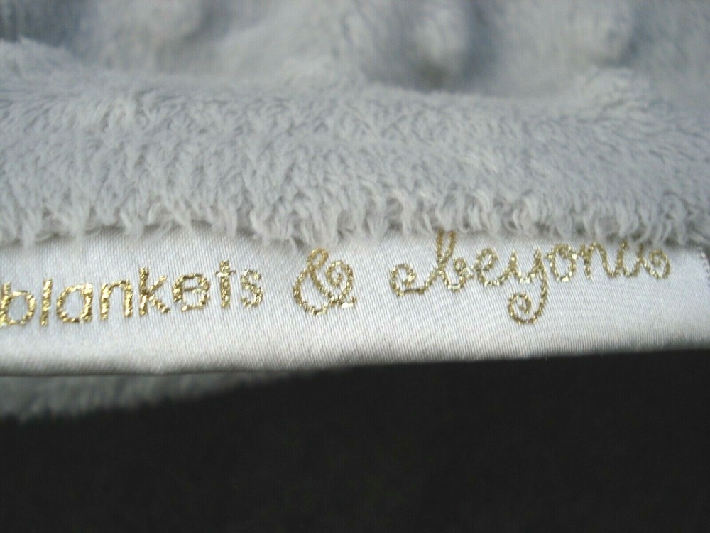 Blankets & Beyond Gray White Minky Dot Teddy Bear Security Blanket