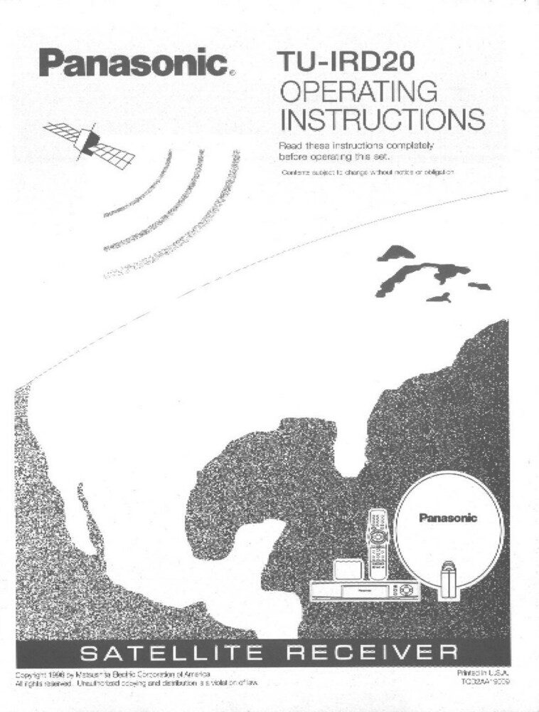 Panasonic TU-IRD20 Satellite Receiver Owners Instruction Manual
