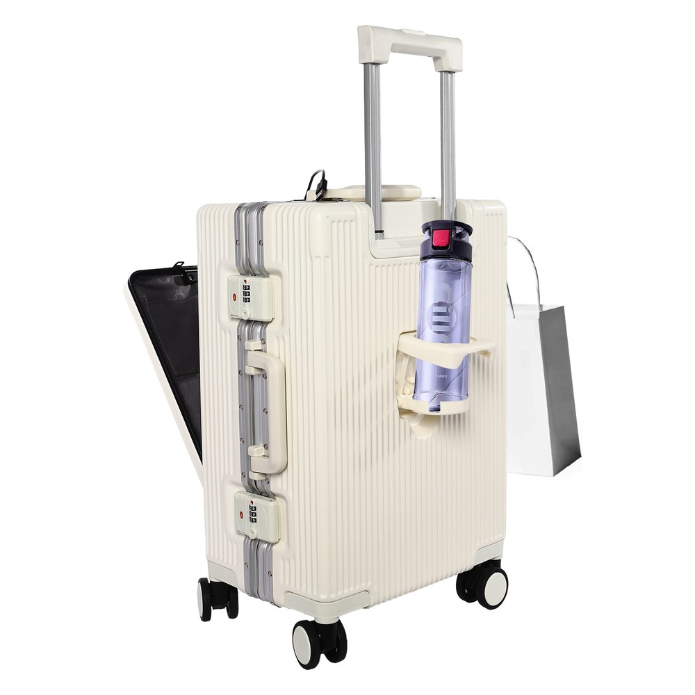 20" Front Opening Suitcase Boarding Cabin Suitcase Trolley Board Case Hard Shell