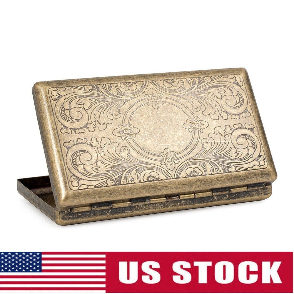 Victorian Style Cigarette Case Double Sided King & 100s Etched Pattern 4"x2"