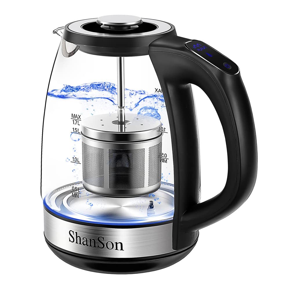 Electric Kettle with Tea Infuser 1.7L Temperature Control Glass 1500W Fast