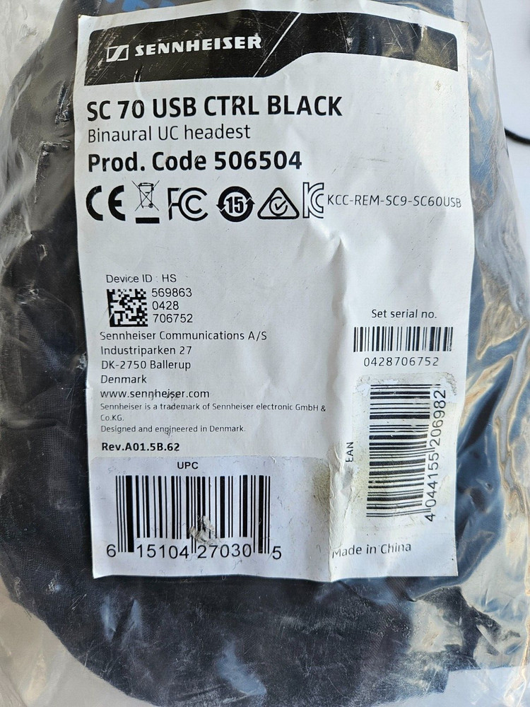Sennheiser SC 70 USB CTRL Black 506504 Headset