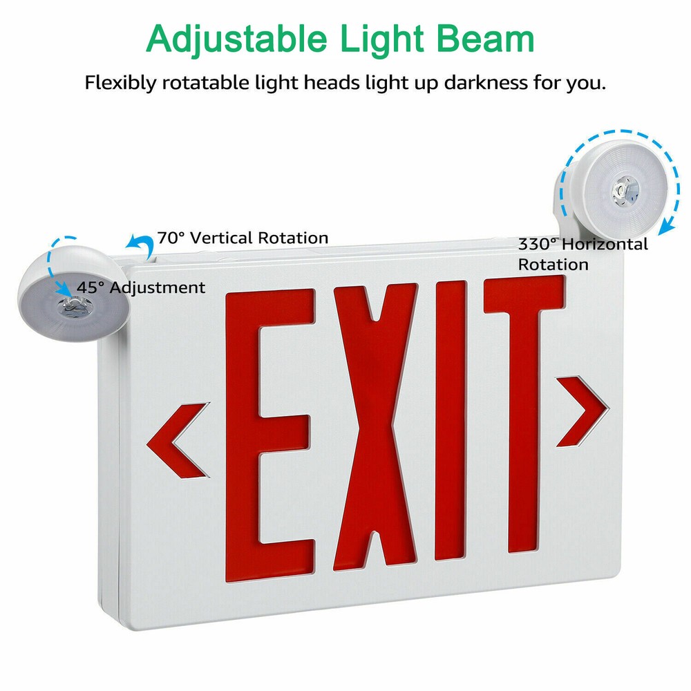 Red LED Exit Sign, UL-Listed Emergency Light - Dual LED Lamp ABS Fire Resistance