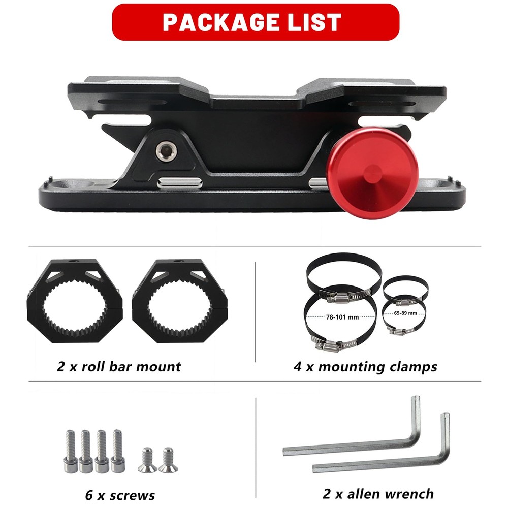 UTV Fire Extinguisher Mount Kit - Aluminum Adjustable Quick Release Black