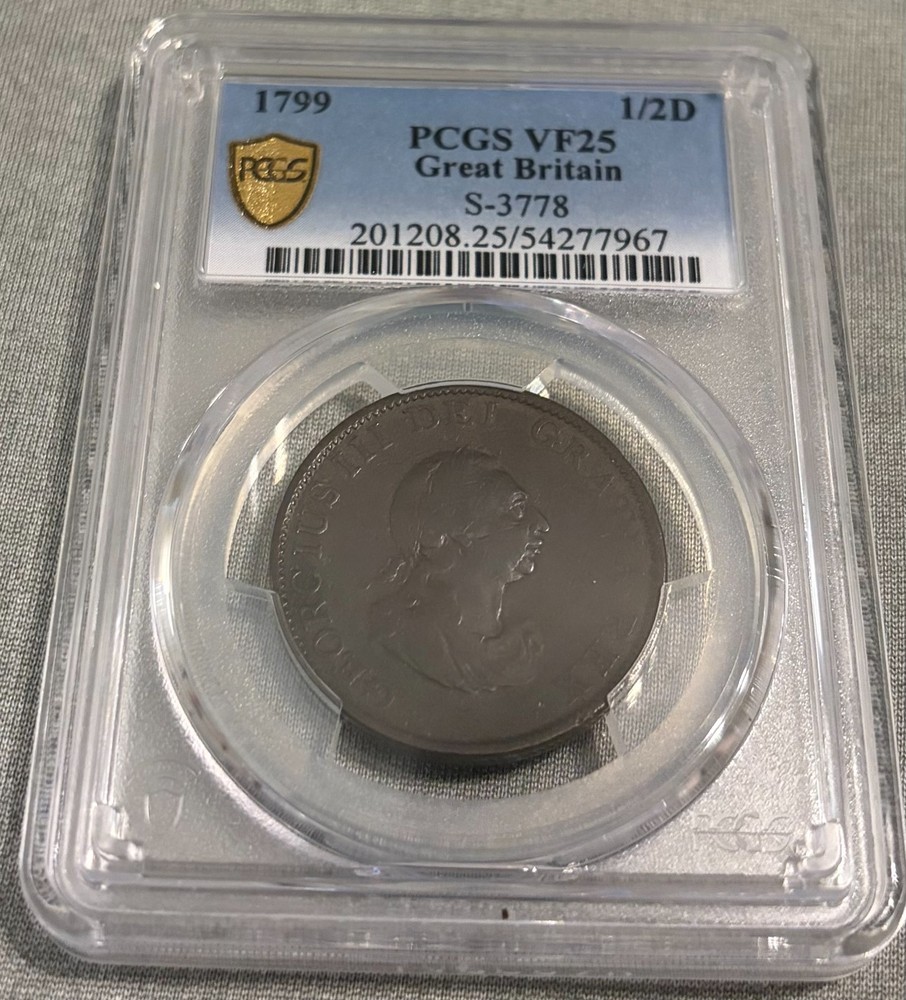 1799 Great Britain 1/2 Penny PCGS VF 25 Sharp & Appealing Type