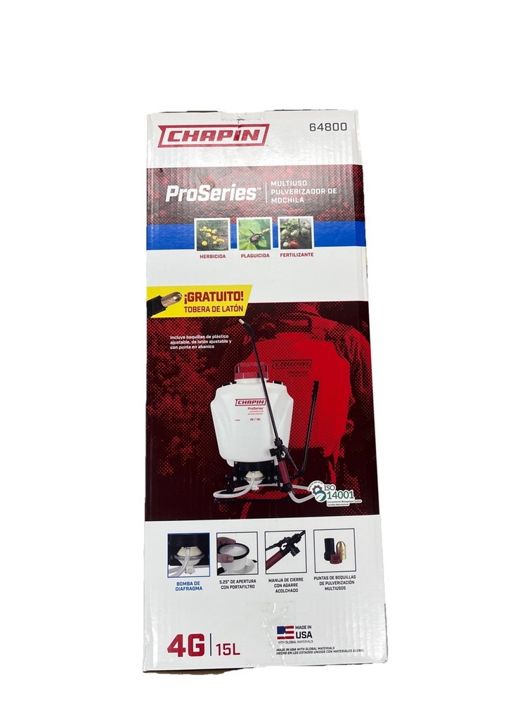 CHAPIN 64800 Backpack Sprayer, 4 gal, 4 ft