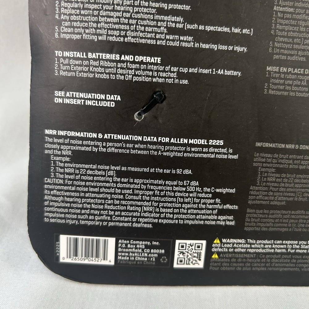 Allen NNR 22dB Single Microphone E-Muff