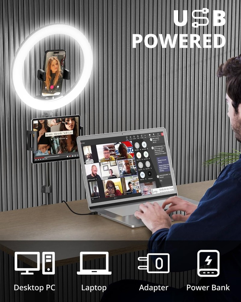 UBeesize 12" Ring Light with 74" Extendable Tripod Stand & iPad, Phone Holder...