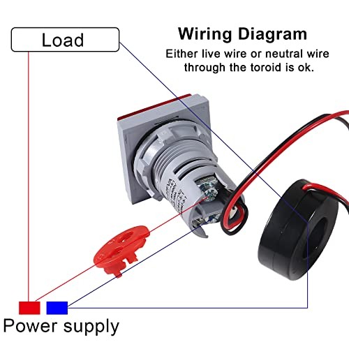 2PCS LED Display Voltmeter, AC 60-500V 0-100A Square LED Digital Voltmeter