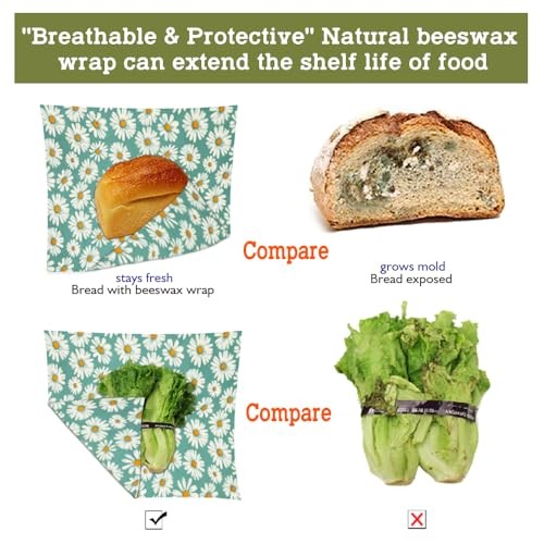 Beeswax Wraps for food 3-Pack, bee wraps reusable with Multi-function brush,