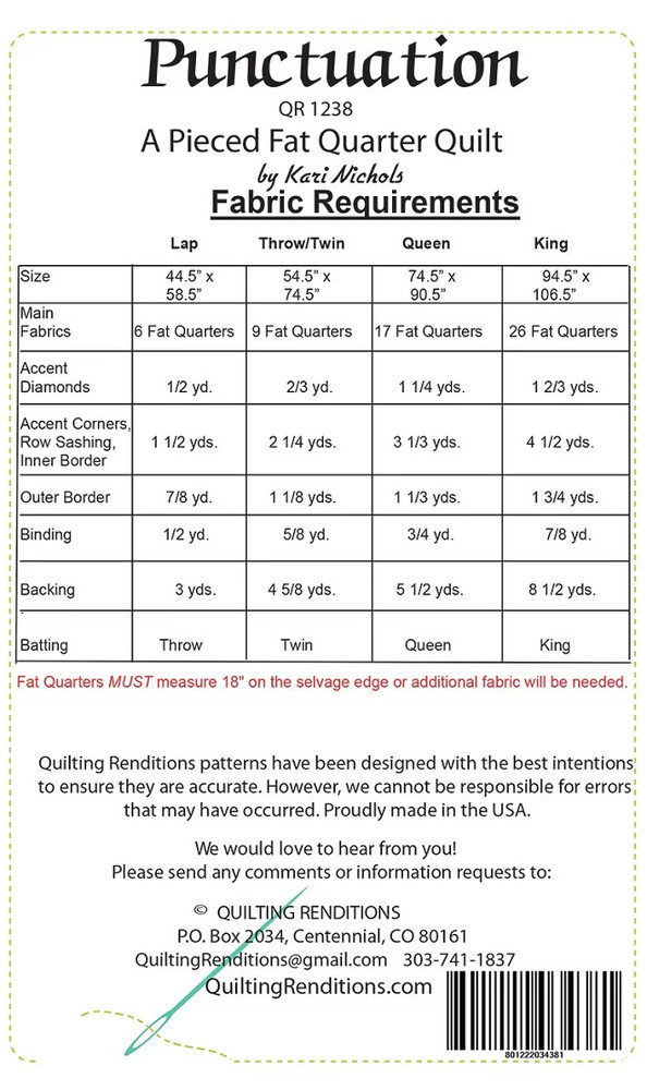 PUNCTUATION Quilt Pattern by Quilting Renditions-Pieced Quilt Pattern