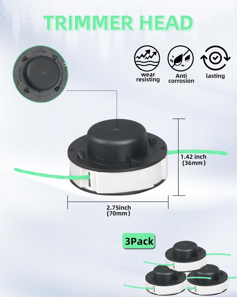 Replacement Spool For Stihl Fsa 56 3 Pack,Weed Eater String Black/Green