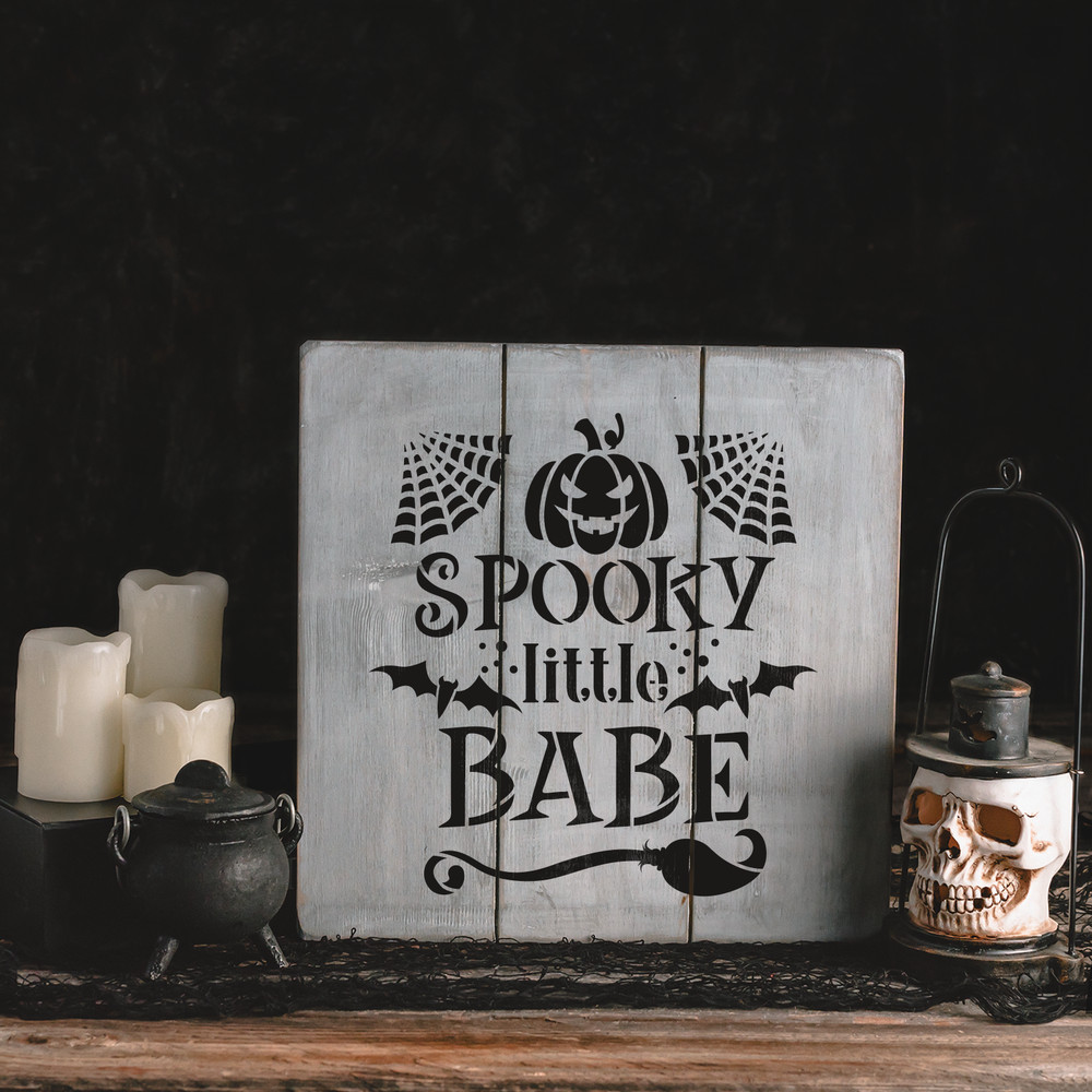 Spooky Little Babe Stencil - Reusable Stencils for DIY Projects