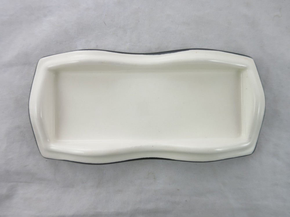 Ann Mallory Americaware Black White Swirl Modern Butter Dish Cover Handpainted
