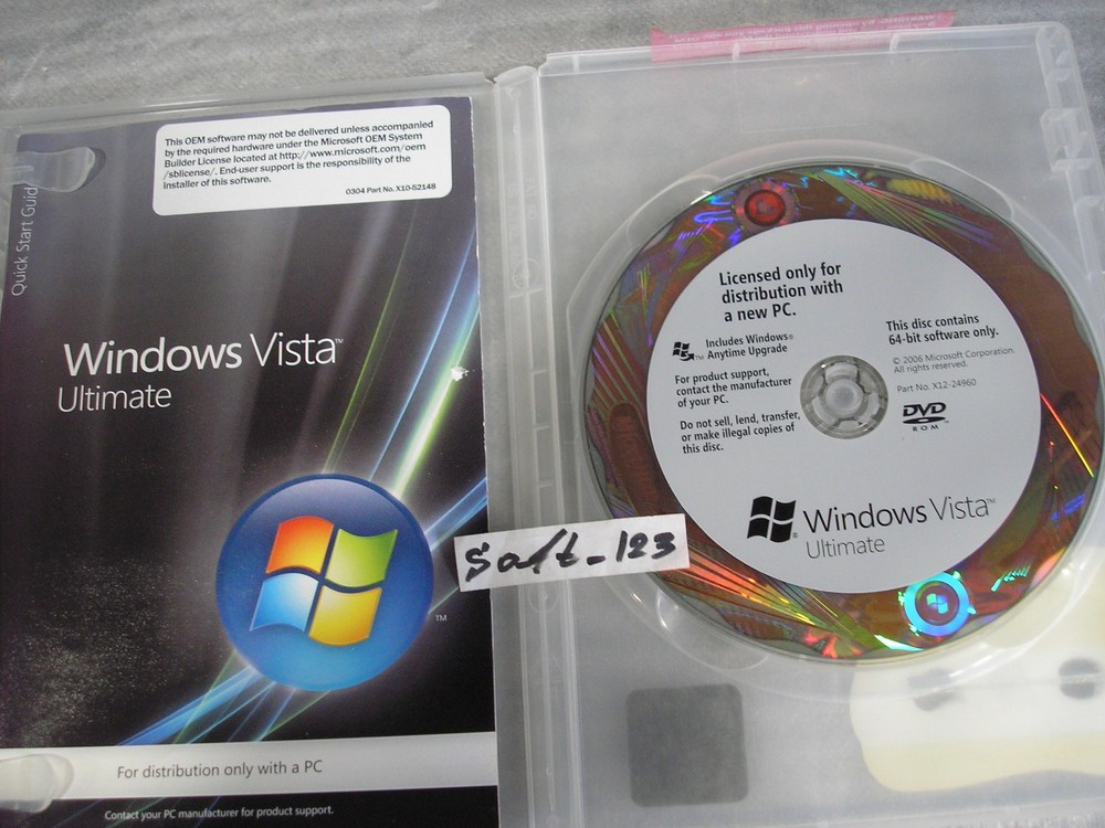 Microsoft Windows Vista Ultimate Full OEM 64 Bit Version x64 DVD MS WIN