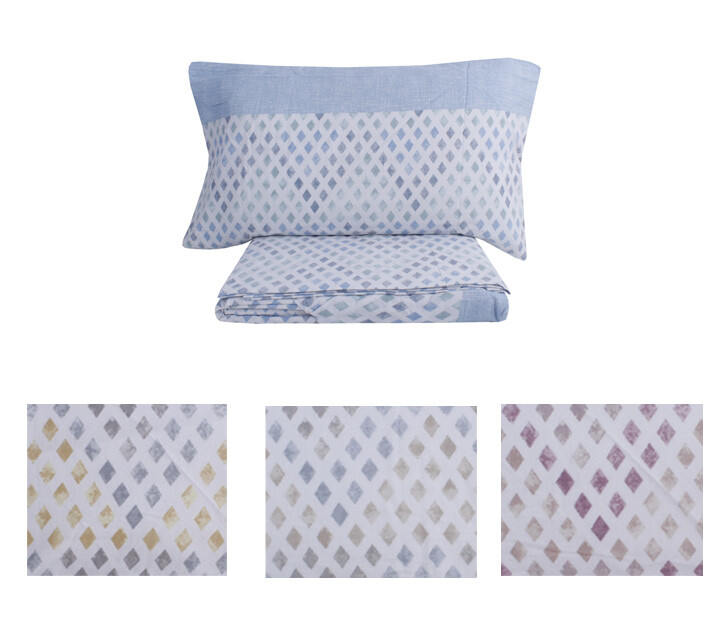 Winter Flannel Sheets Set Under Pillowcases 2 Seater Double Rhombus