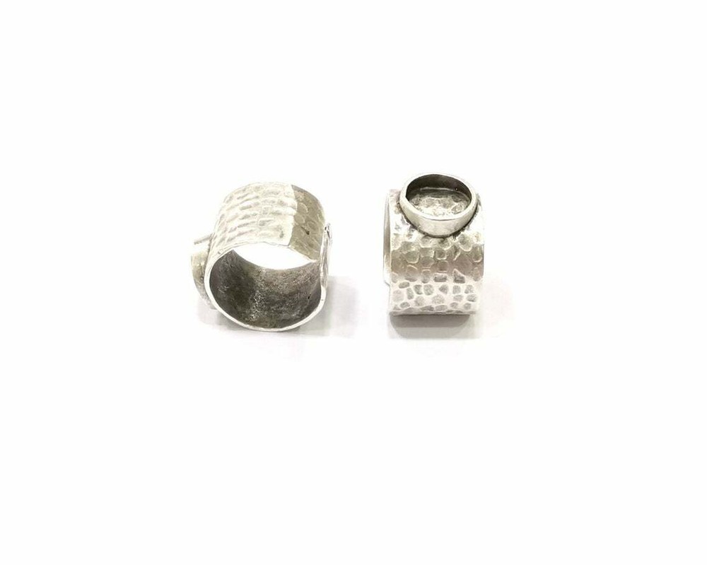 Silver Ring Setting Resin Cabochon Base inlay Blank Adjustable Base Bezel G16462
