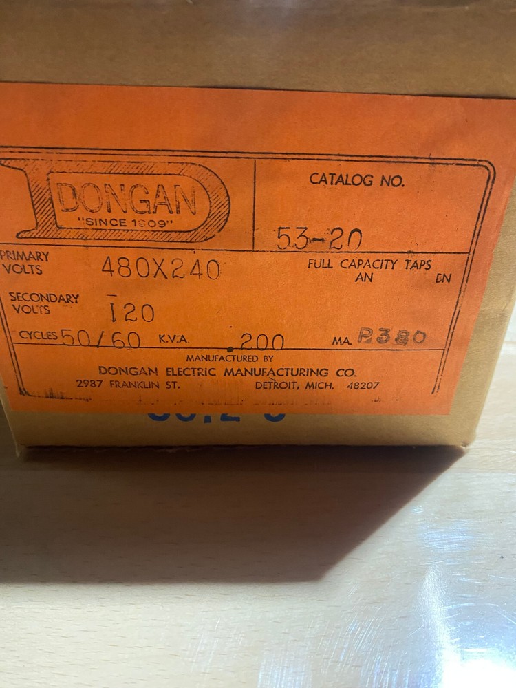 DONGAN CONTROL TRANSFORMER 53-20