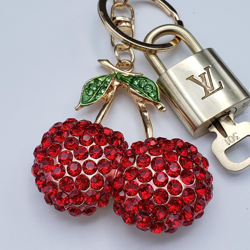 Authentic Louis Vuitton Lock & Key with Unbranded Fruit Charm, Keychain