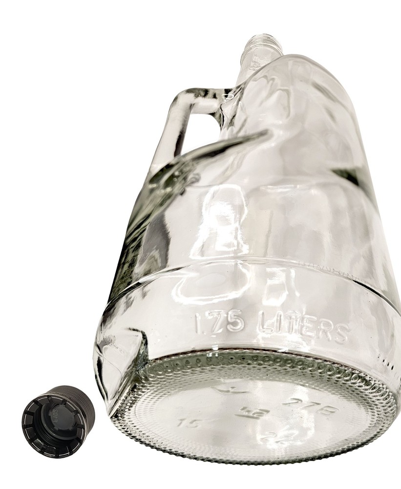 Home Brew Ohio 1.75 Liter Classic Handled Flint Liquor Bottle w 33mm Cap