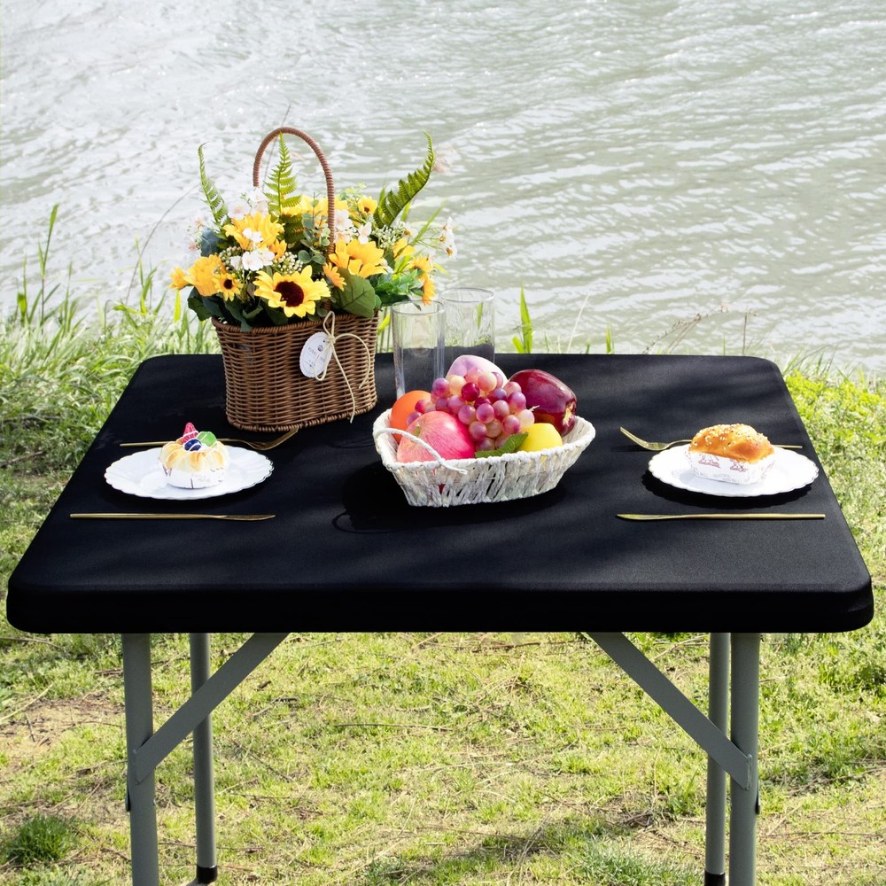 Nacuci Square Fitted Table Cover Elastic Tablecloth 3ft Stretch Spandex Table
